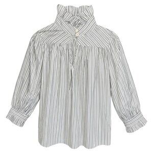 Etro Striped Ruffle Collar Blouse Grey White L